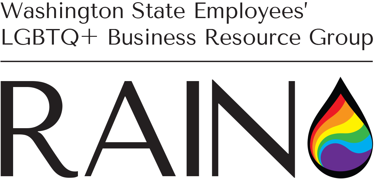 Washington Employees' LGBTQ+ Business Resource Group, RAIN, (rainbow colored raindrop)